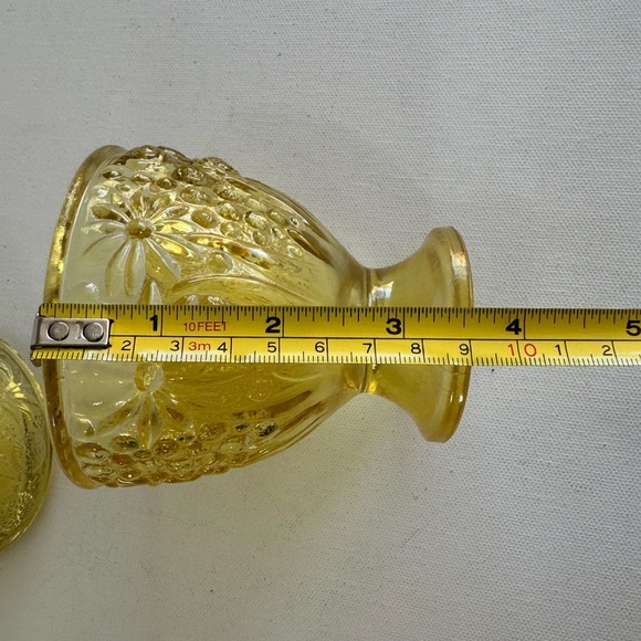 Vintage 1960's AVON Yellow Glass Compote Egg Shaped Floral Lidded Candy Dish 6" - Picture 9 of 15